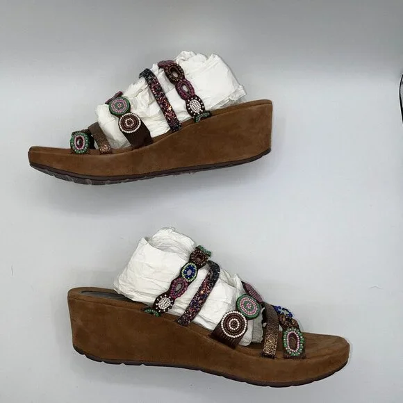 AZURA Claretha-BZM Italian  Purple Multi Beaded Sandals Women’s Size 10 Size 41 - Picture 13 of 15